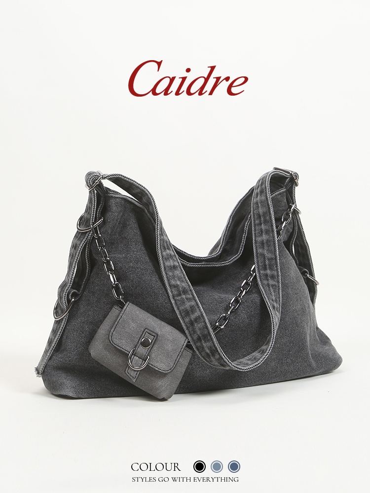 Shopper Tote Canvas - Caidre Große Canvas-Tragetasche für Damen, Retro-Denim-Umhängetasche,