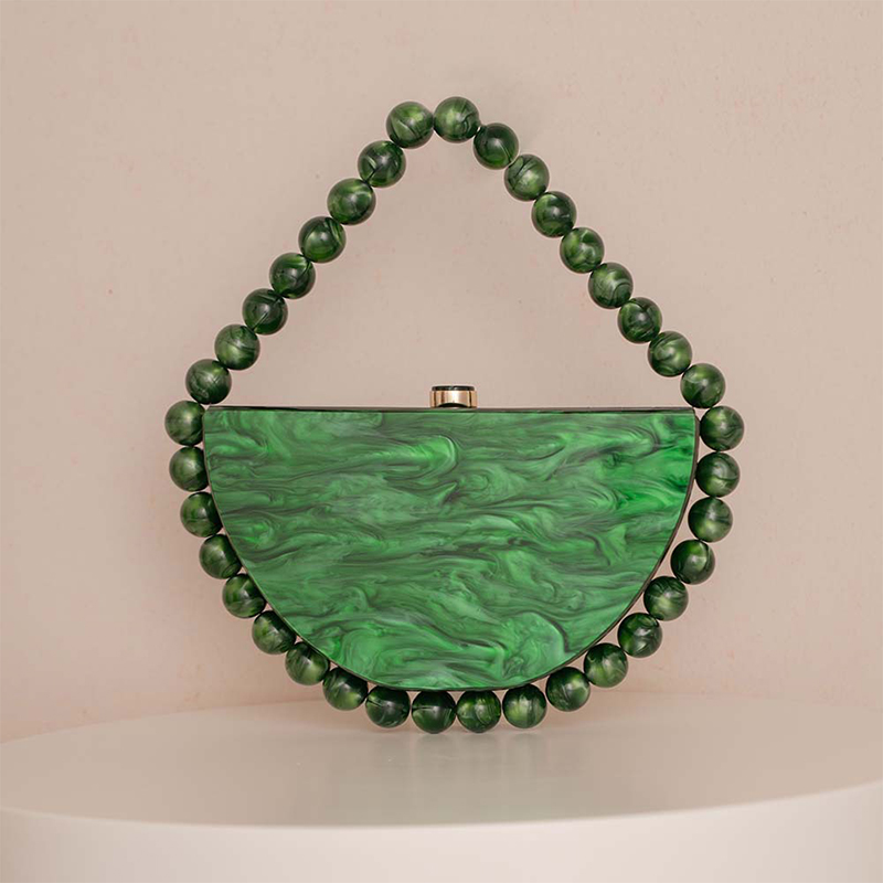 Tortoiseshell Bag Acrylic - Luxuriöse Clutch-Geldbörse mit Perlenkette, Acryl-Handtasche in