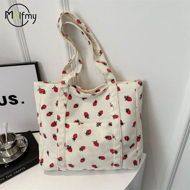 Women Bags Zara - Cordhandtasche Erdbeeren Strandtasche Modische vielseitige Umhängetasche