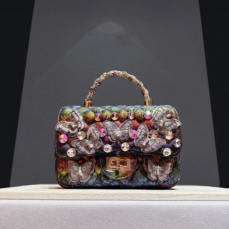 Women Bags Trend 2025 - 2025, Damen-Handtasche, Retro-Mode, Luxus-Designer, Strass, Schmetterling,
