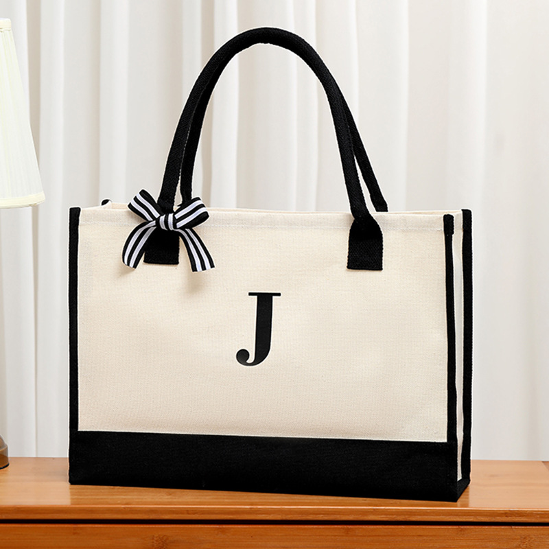 Shopper Tote Canvas - Einfache Canvas-Brief-Einkaufstasche für Frauen, großes Fassungsvermögen,