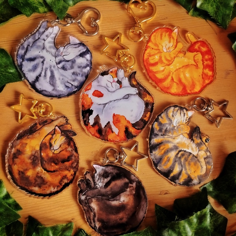 Tortoiseshell Bag Acrylic - Katzen-Acryl-Schlüsselanhänger Grauer Tabby-Katzen-Anhänger Orangefarbener Katzen-Anhänger Kuh-Katzen-Anhänger