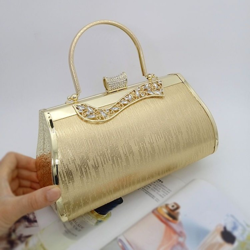 Women Bags Golden - Goldgelbe, mit Diamanten besetzte Abendtasche im