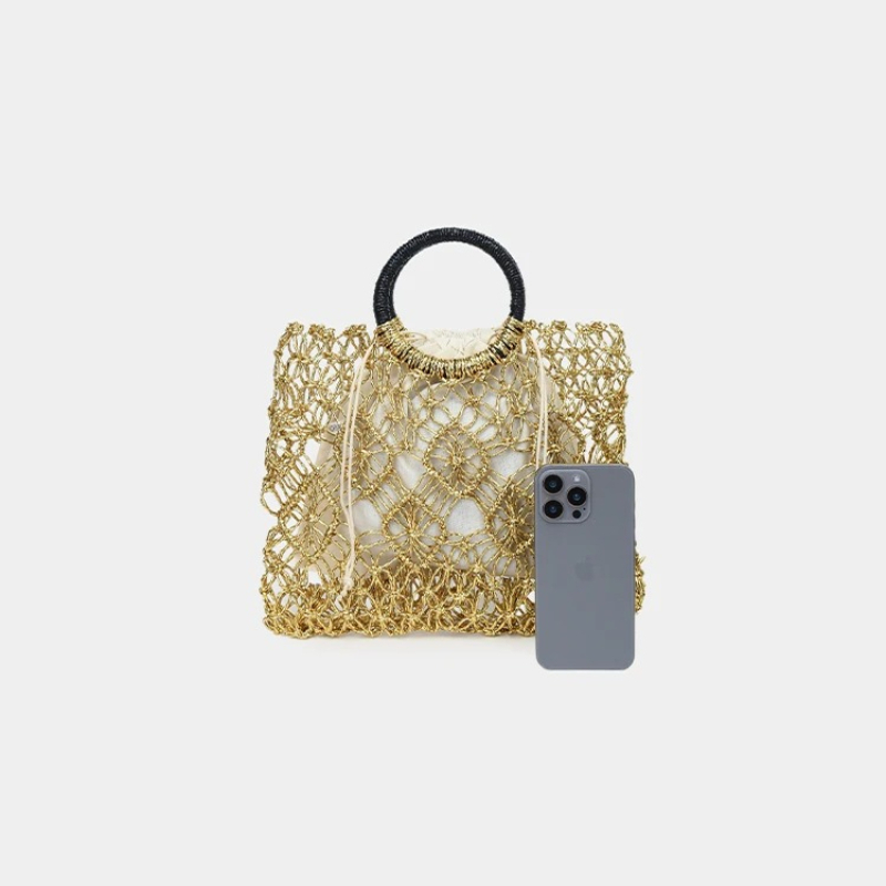 Glänzende Goldene Hohlgewebte  – Women Bags Golden Bewertung und Preis
