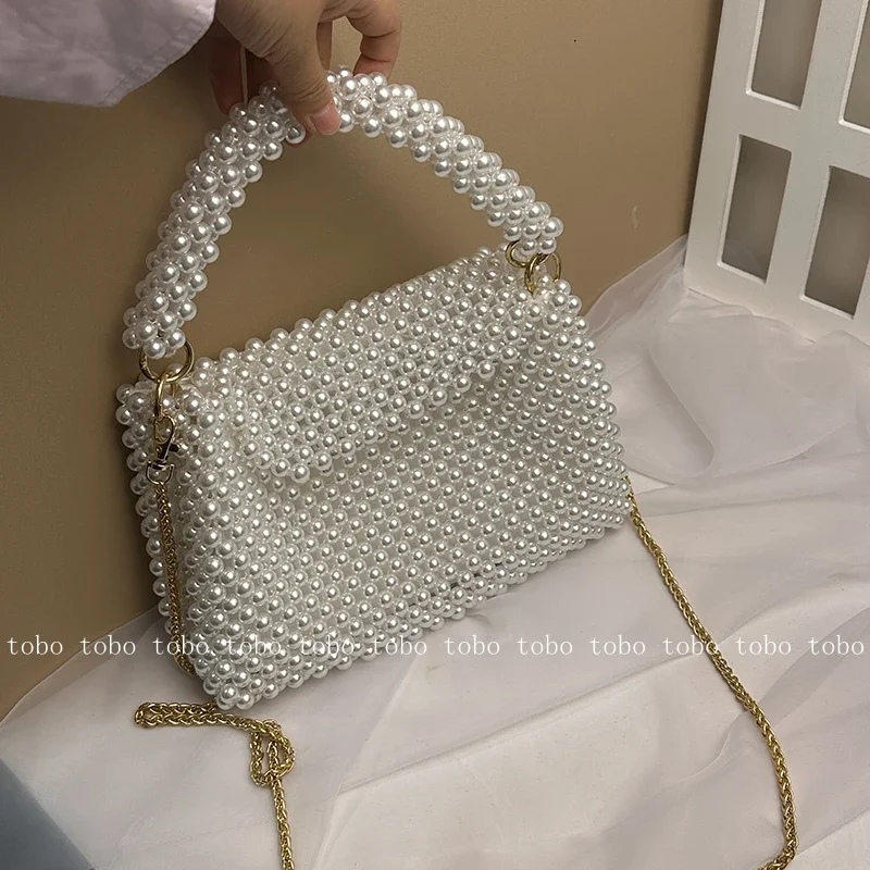 Ins Superlative Perlen Perlen  – Women Bags Golden Bewertung und Preis