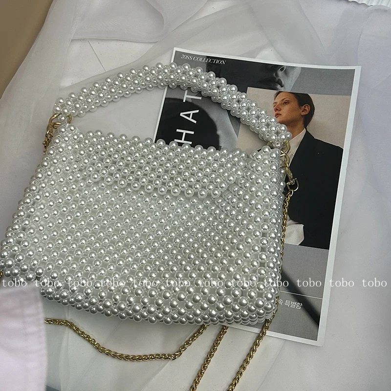 Ins Superlative Perlen Perlen  – Women Bags Golden Bewertung und Preis